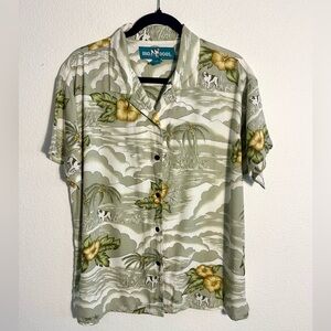 Big Dogs Hawaiian Shirt Mens L Vintage Aloha Tropical Beachy Summer Rayon Tiki